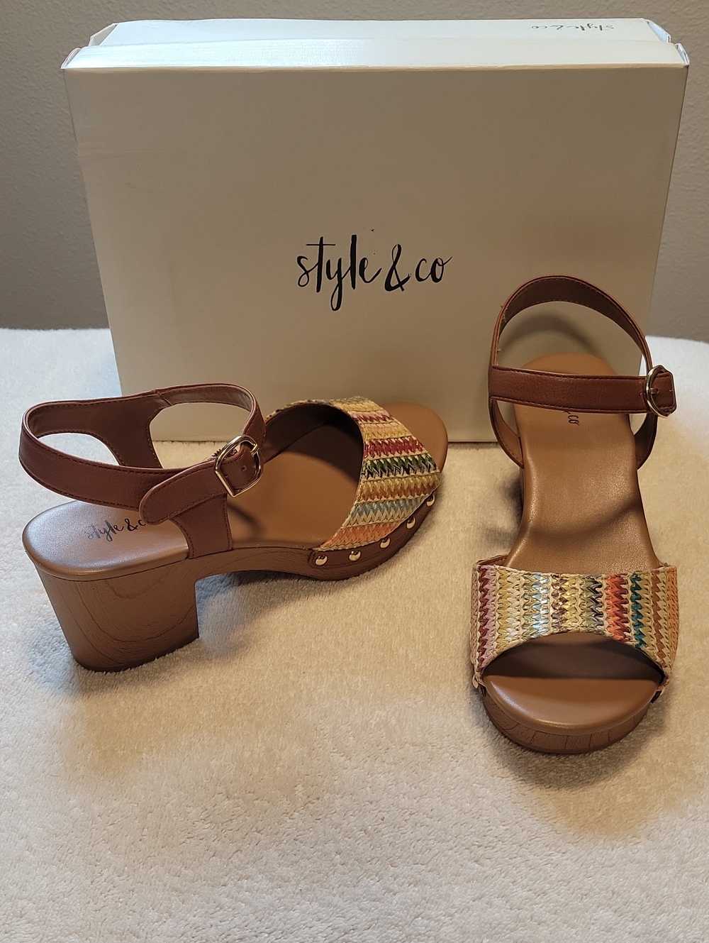 Style & Co. Anddreas Platform Block Heel Sandals, NIB